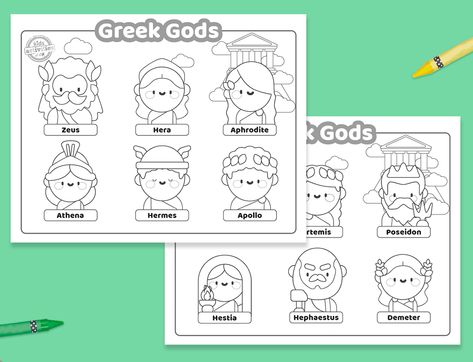 Mythology for Kids: The Twelve Olympian Greek Gods Free Coloring Page and Video Greek Mythology Coloring Pages, Greek Myths For Kids, Europe Geography, Hermes And Apollo, Greek Goddess Of Wisdom, Zeus And Hera, Ancient Greek Gods, Math Coloring, Greek Gods And Goddesses