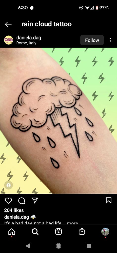 American Traditional Rain Cloud Tattoo, Cat On A Cloud Tattoo, Raining Cloud Tattoo, Midnight Sky Tattoo, Weather Tattoo Ideas, Thundercloud Tattoo, Raincloud Tattoo, Storm Cloud Tattoo, Rain Tattoo Ideas