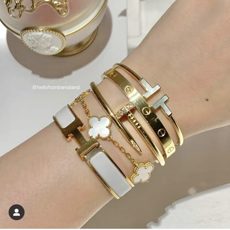 Tiffany Bracelet Stack, Tiffany Bangle, Hermes Bangle, Icon Jewelry, Luxury Bracelets, Tiffany Bracelets, Hermes Jewelry, Luxe Jewelry, Luxury Bracelet