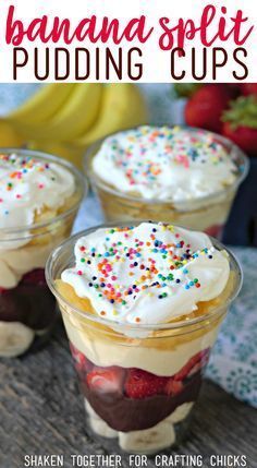 Banana Split Pudding, Easy Desserts For Kids, Preschool Cooking, Baking Recipes For Kids, Kids Cooking Recipes, Food Activities, Kid Desserts, Pudding Cups, Easy No Bake