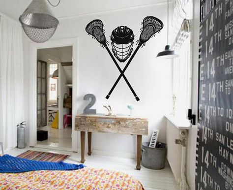 kik872Wall Decal Sticker lacrosse game athlete by ArtWallStickers Lacrosse Bedroom Ideas, Lacrosse Bedroom, Lacrosse Room Decor, Lacrosse Room, Lacrosse Helmet, Sport Room, Wall Stickers Sports, Star Wars Wall Decal, Lounge Rooms