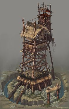 watchtower Props Concept, The Bad Guys, Medieval Houses, By Any Means Necessary, Fantasy Castle, Fantasy Places, Game Concept Art, Watch Tower, Bad Guys