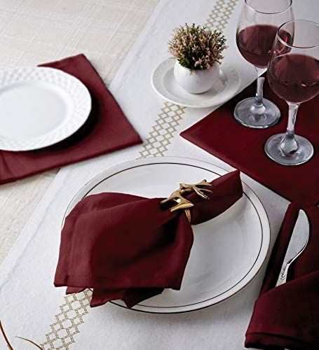 AmazonSmile: Encasa Homes Cloth Napkins 17 x 17 inch, 12 Pack Rich Maroon Dinner Napkins Washable and Reusable, Durable Cotton Napkins - Perfect for Weddings, Parties, Holiday, Family Dinners and Everyday Use : Everything Else White Table Cloth, Bridesmaids And Groomsmen, Family Dinners, Table Napkins, Open Kitchen, Outdoor Party, Cotton Napkins, Dinner Napkins, Cloth Napkins