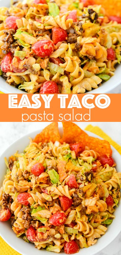 Pasta Taco Salad, Pasta Taco, Easy Taco Pasta, Potluck Food, Mexican Dinners, Salad Macaroni, Taco Pasta Salad, Cold Salads, Mash Potatoes