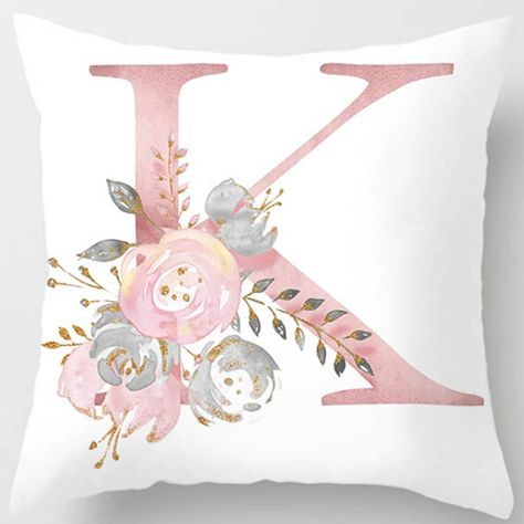 Eanpet Throw Pillow Covers Alphabet Decorative Pillow Cases ABC Letter Flowers Cushion Covers 18 x 18 Inch Square Pillow Protectors for Sofa Couch Bedroom Car Chair Home Decor (K) : Amazon.ca: Home Letter Flowers, Letter Throw Pillows, Beautiful Alphabet, Letter Cushion, Letter Pillows, Pillow Party, White Throw, White Throw Pillows, Printed Pillowcases