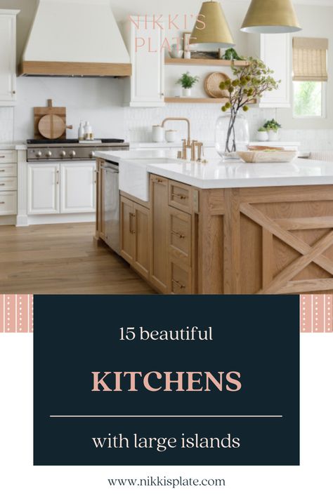 15 Beautiful Kitchens With Large Islands; Here are 15 beautiful kitchens with large islands that provide lots of counter space and an ideal place to socialize. Kitchen Islands With Prep Sinks, Kitchen Islands Ideas With Sink, 4 X 7 Kitchen Island, 9 Ft Island Kitchen, 9ft Island Kitchen, Kitchen With Sink In Island Layout, Large Kitchen Islands With Seating, Massive Kitchen Island, Big Kitchen Island Ideas