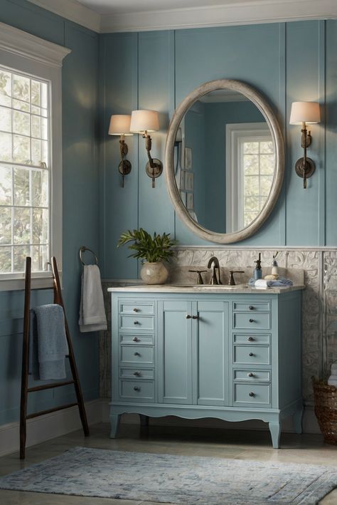 Dive into a classic coastal bathroom look with Yarmouth Blue (HC-150)! Explore how to infuse nautical inspiration into your daily interior designer routine for a refreshing space. #Ad #homedecor #homedesign #bathroom #Painthome interiorarchitecture best Wall Colors for Bathroom Colors
Bright Room Colors
best colors combinations bathroom
bathroom Remodeling
Modern Paint Colors
2024 Aesthetic Bathrooms, Yarmouth Blue, Paint Colors 2024, Coastal Bathroom Ideas, Bright Room Colors, Coastal Bathroom Design, Best Wall Colors, Turquoise Bathroom, Modern Paint Colors