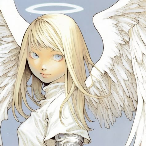 White Eyed Character, Character Eyes Reference, Cute Angel Drawing, Takeshi Obata Art, Angel Drawing Reference, Angelic Oc, Angel Girl Art, Angels Reference, Angelic Pfp