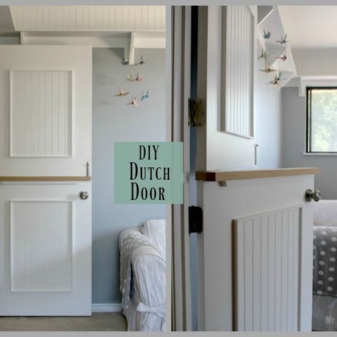 Wood Dutch Door, Diy Dutch Door, Dutch Door Interior, Dutch Doors Diy, Diy Baby Gate, Half Doors, Hollow Core Doors, Diy Home Security, Baby Gate