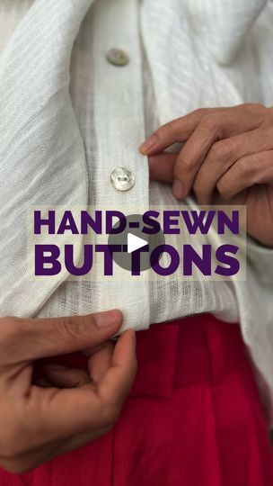 Sewing On A Button By Hand, Sewing On A Button, How To Sew Buttons, How To Sew A Button, Hand Sewing Hacks, Button Stitch, Sew Button, Sew A Button, Crafts Sewing Projects