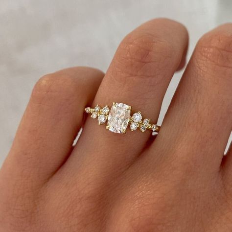 Pretty Engagement Rings, Dream Wedding Ring, Cute Engagement Rings, Future Engagement Rings, Cushion Cut Moissanite, Cushion Cut Ring, Cushion Ring, Wedding Aesthetic, Dream Engagement