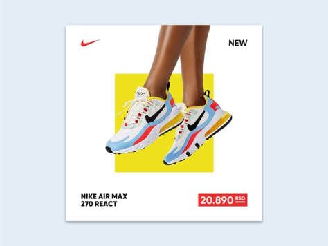 Nike - Social Media Visual by Nemanja Vilovski on Dribbble Nike Social Media Design, Fashion Social Media Posts Design, Sport Social Media Design, Nike Social Media, Social Media Clothes, Fashion Social Media Post, Clothing Ads, Digital Ads, Shoes Fashion Photography