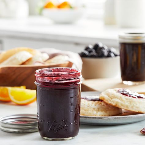 Black Raspberry Jelly Recipe | Ball® Mason Jars Black Raspberry Jelly Recipe, Raspberry Jelly Recipe, Black Raspberry Recipes, Blueberry Freezer Jam, Carrot Cake Jam, Raspberry Freezer Jam, Peach Freezer Jam, Canning And Preserving, Raspberry Jam Recipe