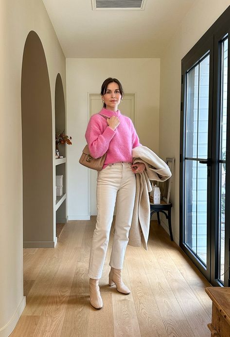 Pink Sweater Outfit Winter, Pink Sweater Outfit, Simple Work Outfits, 7 Mars, Spring Teacher Outfits, Mon Dressing, Winter Pants Outfit, Cool Winter, Office Outfits Women