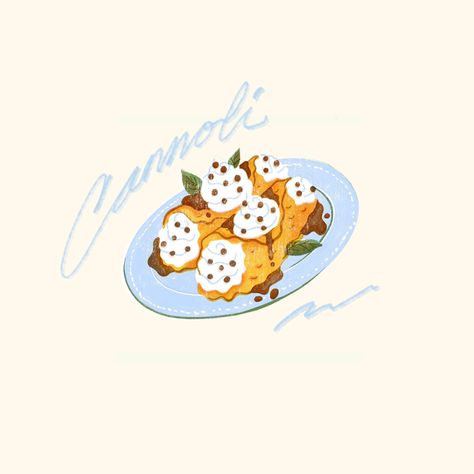 A little cutie unused drawing when I was working on the cannoli illustration for @kitchentablemag 💙 I ended up going the other route because i love drawing food details, but I really like this simpler style too. Cannoli Illustration, Painting Typography, Food Details, Drawing Food, I Love Drawing, Love Drawing, Cannoli, Food Drawing, Love Drawings