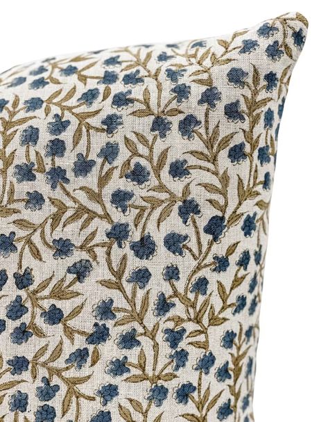 Designer Floral Print on Natural Linen Pillow Cover, Indigo Blue and Mustard Khaki Pillow Cover, Boho Pillow, Floral Throw Pillow Cover - Etsy Olive Living Rooms, Blue Floral Pillows, Navy Decor, Floral Throw Pillow, Floral Throw Pillow Covers, Modern Farmhouse Living Room, Floral Pillow Cover, Living Room Green, Green Pillows