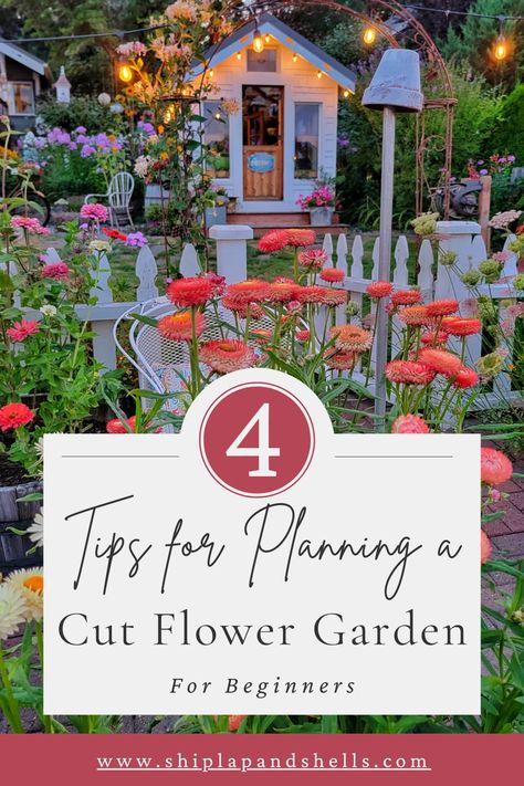 Are you thinking about starting a cut flower garden and have no idea where to start? Shiplap and Shells shares the process of planning a cut flower garden each season. Flower Allotment Ideas, Flower Picking Garden Design, Flower Garden Shapes Layout, Side Yard Flower Garden, Flower Garden In Front Of House, Flower Garden Designs Layout, Backyard Cut Flower Garden Layout, How To Grow A Cut Flower Garden, Beginner Cut Flower Garden Layout