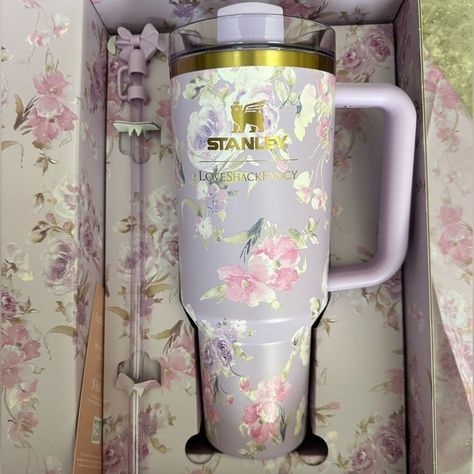 NWT Stanley Cup X LoveShackFancy l Happy Thoughts 40oz Quencher l Purple Floral Love Shack Fancy Stanley Cup, Aesthetic Stanley Cup, Stanley Purple, Stanley Cups, Love Shack Fancy, Floral Shop, Stanley Cup, Happy Thoughts, Purple Floral