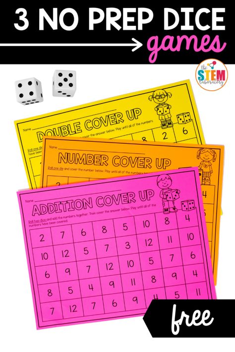 Students will love these no prep dice games! Numbers And Operations First Grade, Number Intervention Kindergarten, Independent Math Games 1st Grade, Math Dice Games 1st Grade, Dice Math Games First Grade, Kindergarten Math Fluency Games, Math Centres Grade 2, Low Prep Math Centers First Grade, Literacy Games For 2nd Grade