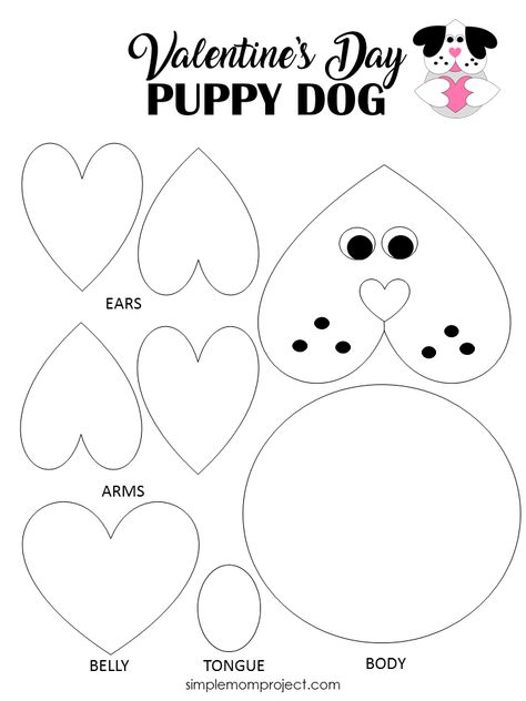 See this post for a FREE printable template to make your own Valentine's Day Puppy Dog! This simple DIY Dog Valentine's Day card is an easy craft for toddlers, big kids and adults to make. Great for classroom Valentine's Day art projects. #ValentinesDayCard #ValentinesDayCrafts Puppy Crafts, Saint Valentin Diy, Valentines Bricolage, Valentine Art Projects, Easy Toddler Crafts, February Crafts, Easy Valentine Crafts, Valentine's Day Crafts For Kids, Valentines Day Dog