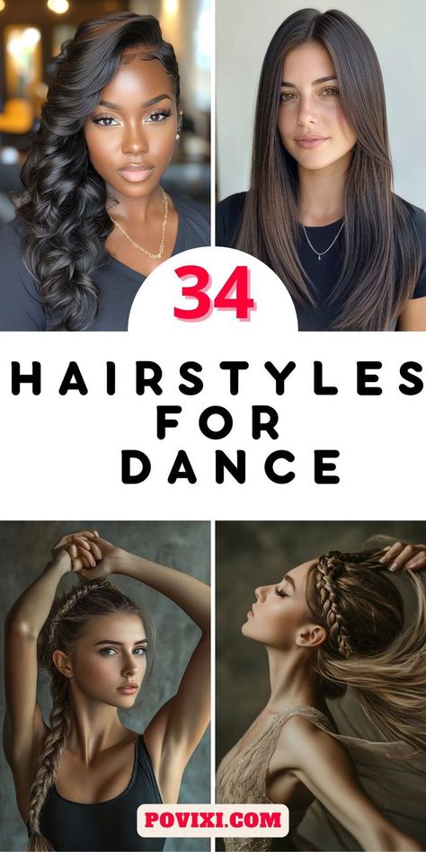 #EasyHomecomingHairstyles #HocoHairstylesForLongHair #MediumLengthHocoHairstyles Stage Hairstyles Dance, Show Choir Hairstyles, Dance Updo Hairstyles, Dancer Hairstyles Dance Hair, Dance Convention Hairstyles, Lyrical Dance Hair, Hairstyle For Dance Performance, Cute Dance Hairstyles, Dance Hairstyles Dancers