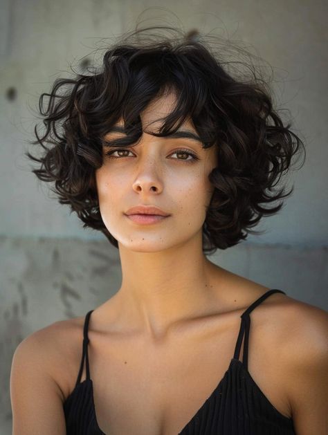 Trendy Curly Bob Haircuts: Embrace Your Natural Texture! Buzzed Curly Hair Women, Curly Shullet Short, Textured Curly Bob, Curly Textured Bob, Choppy Curly Bob, Curly Chin Length Bob, Perm Pixie Haircut, French Curly Bob, Curly Shaggy Bob