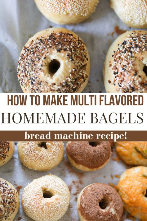 bread maker recipes Bagel Recipe Bread Machine, Bread Machine Bagels, Bread Machine Recipes Healthy, Easy Bread Machine Recipes, Bagel Bread, Bread Maker Recipes, Homemade Bagels, Breakfast Bread, Bagel Recipe