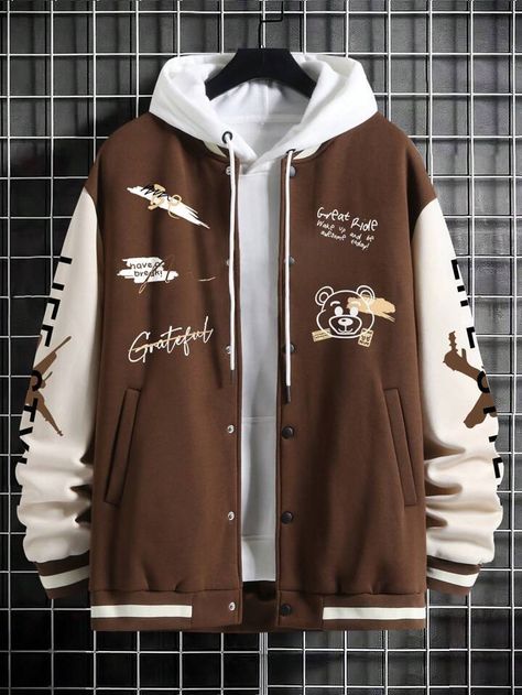 Baseball Jacket Men, College Wear, Mens Jackets Casual, High Street Fashion, Winter Outfits Men, Casual Outerwear, Jackets Men Fashion, Men's Coats & Jackets, Baseball Jacket