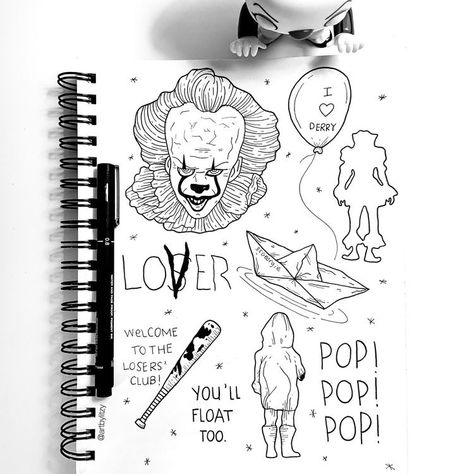 Pennywise Tattoo Design, Pennywise Tattoo, Horror Movie Tattoos, It Pennywise, Horror Drawing, Movie Tattoos, Flash Sheet, Horror Artwork, Artsy Pictures