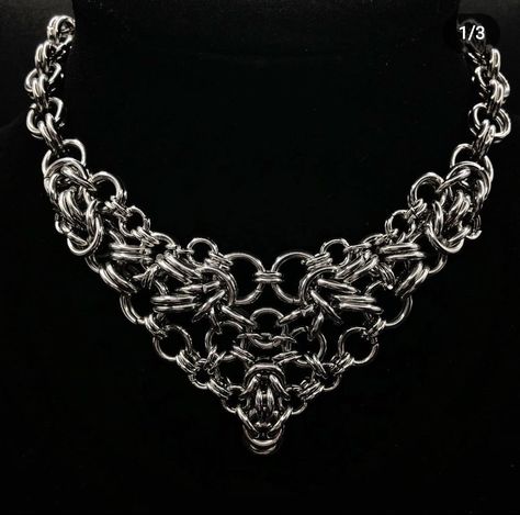 Chainmaille Choker, Handmade Chain Jewelry, Chainmaille Jewelry Patterns, Chain Maille Patterns, Elf Jewelry, Wire Ideas, Jump Ring Jewelry, Chainmaille Jewelry, Chainmail Jewelry