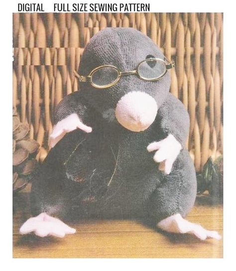 Cute Little Mole A Stuffed Plush Soft Body Toy | Craftsy Mole Plush Pattern, Mole Day Projects, Mole Plush, Mole Project, Lovey Sewing Pattern, Animals Sewing Patterns, Mole Day, Mister Finch, Brand Mascot