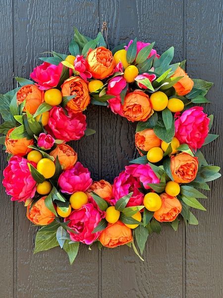 Floral Door Wreaths, Peony Wreath, Grand Millennial, Door Wreaths Diy, Peonies Wreath, Year Round Wreath, Greenery Wreath, Pedicure Nail Art, Front Door Wreath