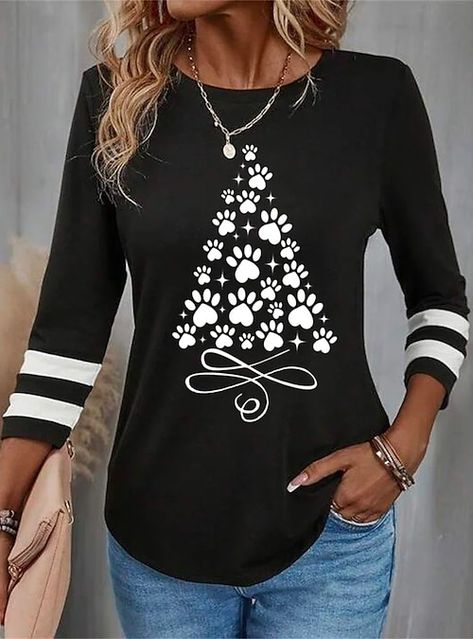 Womens Christmas Shirts, Christmas Tops, Soft Clothes, Christmas Print, Tees For Women, Tree Print, Dressy Casual, Festival Wear, Plus Size Tops