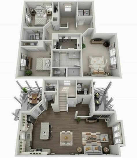 Big Apartment Layout, Case Minecraft, 3d House Plans, Small House Layout, Sims 4 House Building, Diy House Plans, Apartment Floor Plan, House Floor Design, Casas The Sims 4