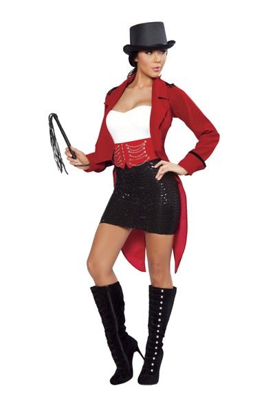 6 PC Deluxe Ring Master Costume includes, Sequin Skirt, Waist Cincher with Chain Detail, Tube Top, Jacket with Shoulder Fringe Detail, Whip, and Top Hat. Polyester. MADE IN USA. MADE IN USA. PLEASE NOTE: Due to the popularity of this item it may take an additional 4 days for processing of this item. 2 Day shipping will not expedite this only the shipping time. For more information please see our Store Policy. Circus Halloween Costumes, Ringmaster Costume, East Coast Fashion, Mermaid Pool, Holloween Costume, Circus Costume, Halloween 2013, Holiday Costumes, Halloween Costumes For Girls