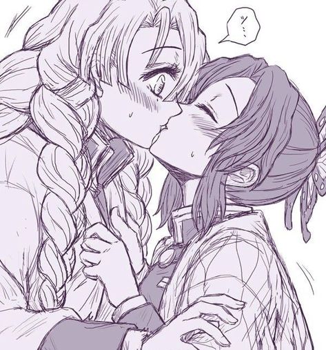 Obanai X Shinobu X Mitsuri, Cursed Anime Ships, Mitsuri And Shinobu, Yuri Comics, Yuri Manga, Yuri Anime, Dragon Slayer, Anime Girlxgirl, Anime Kiss