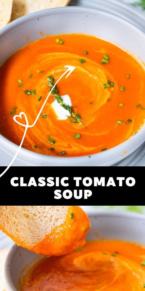 Easy and quick Classic Tomato Soup recipe is absolutely delicious and flavorful with herbs infused. This healthy, cozy homemade tomato soup is a perfect recipe for lunch or as a starter for dinner. Tomato Soup Healthy, Recipe For Lunch, Homemade Tomato Soup, Tomato Soup Homemade, Tomato Soup Recipe, Rasa Malaysia, Fine Cooking, Tomato Soup Recipes, Easy Delicious Recipes