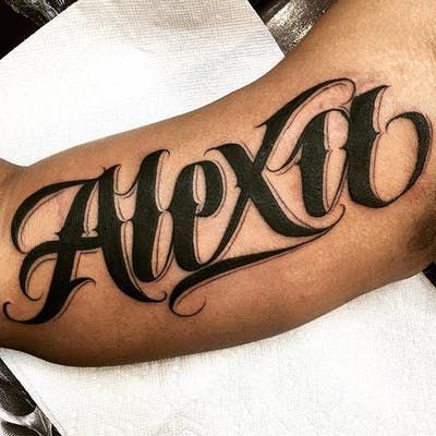 Tattoo uploaded by Robert Davies | Alexa Tattoo by Saul Lira #script #scripttattoo #lettering #letteringtattoo #letteringtattoos #customlettering #scriptartist #LAtattoos #SaulLira | 189100 | Tattoodo Tattoo Fonts For Men, Last Name Tattoo, My Name Tattoo, Last Name Tattoos, Name Fonts, Tattoo Name Fonts, Camera Tattoos, Tattoo Lettering Design, Omerta Tattoo