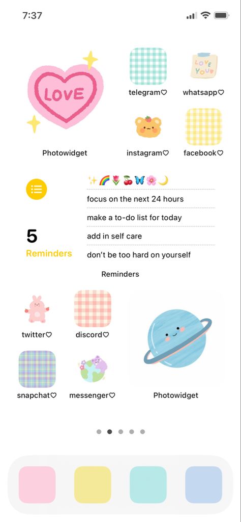 Reminder Widget, Phone Things, Widget Ideas, Ios Homescreen, Pastel Theme, Screen Layout, Ios App Icon Design, Cute Pastel, Ios App Icon
