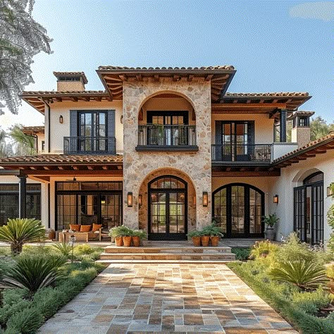 modern-mexican-homes-13 House Design Outside Dream Homes, Houses In Mexico Modern, Neo Eclectic House Exterior, Texas Hacienda Style Homes, Spanish Style Homes Outside, Boho Mansion Exterior, Outer Design Of House, Modern Mexican House Design, Southwestern Exterior House