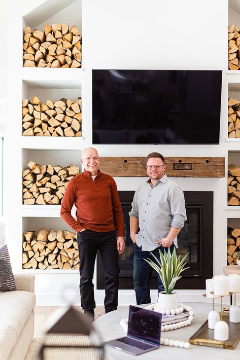 Go to the link to read blog. You may have noticed in our 2021 Spring and Fall model homes that we have created a built-in firewood storage to stack wood by the fireplaces. We love this look because it brings in a natural element, which really goes with any style of home. Our Spring model was a modern farm house and it was a MUST to bring in the much needed rustic element. Style & Structure is a custom home builder and renovator in MN and WI. Wood Burning Fireplace Decor Ideas, Wood Stacked Next To Fireplace, Modern Fireplace With Wood Storage, Vertical Log Storage Living Room, Living Room Firewood Storage, Fireplace Built In Wood Storage, Real Wood Fireplace Ideas, Wood Burning Stove In Fireplace, Real Fireplace Ideas Wood Burning