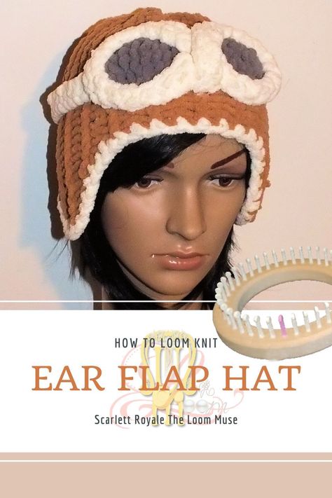 Loom Knit Ear Flap Hat, Loom Knit Hat With Earflaps, Knit Ear Flap Hat, How To Loom Knit, Loom Hats, Loom Knit Hat, Beanie With Ears, Loom Projects, Knitting Hats