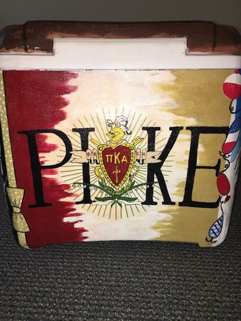 PIKE cooler fraternity crest pi kappa alpha flag Pi Kappa Alpha Cooler, Frat Coolers Formal Pike, Pike Formal Cooler, Pike Cooler Ideas Fraternity, Pike Frat Cooler, Pike Fraternity, Pike Cooler, Frat Formal Coolers, Painted Fraternity Coolers