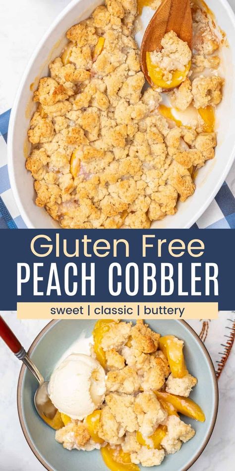 Gluten Free Peach Cobbler Recipe, Gluten Free Cobbler, Gluten Free Peach Cobbler, Gluten Free Diet Plan, Gluten Free Cake Mixes, Cobbler Easy, Lactose Free Recipes, Peach Cobbler Easy, Lactose Free Diet