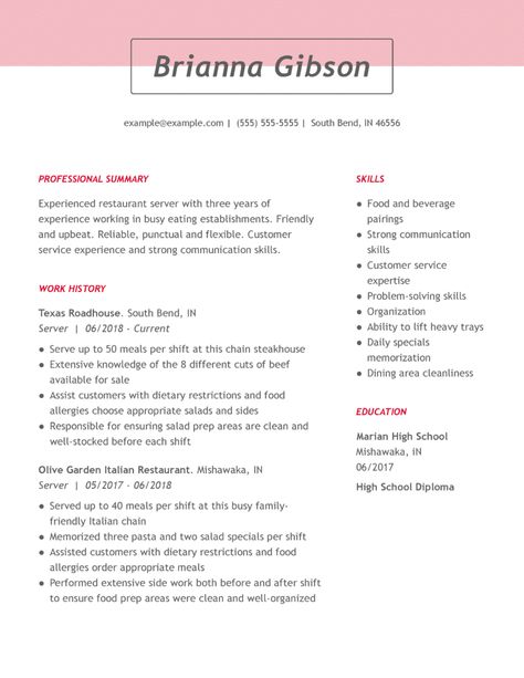 Server Resume Examples, Waitress Resume, Restaurant Resume, Hd Wallpaper For Pc, Restaurant Server, Server Resume, Different Cuts Of Beef, Resume Summary Examples, Resume Profile