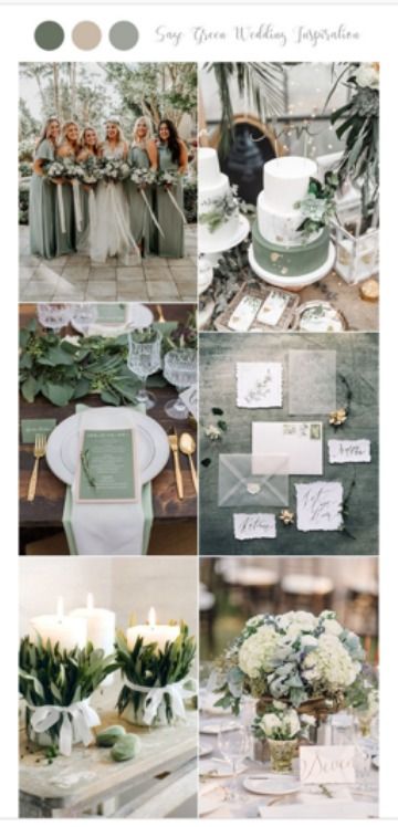 Sage Green Wedding Colors, Green And White Wedding, Rustic Wedding Decorations, Green Wedding Colors, Sage Wedding, Sage Green Wedding, Wedding Theme Colors, Wedding Color Palette, Greenery Wedding