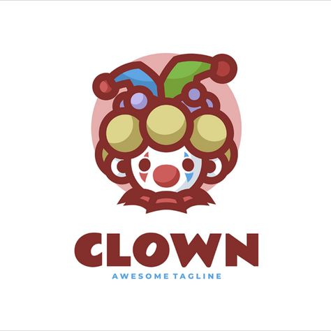 Clown Mascot Cartoon Logo 1 Logo Template Clown Logo Design, Clown Logo, Logo Cartoon, Cartoon Mascot, Chibi Style, Cute Clown, Banh Mi, 1 Logo, Cartoon Logo