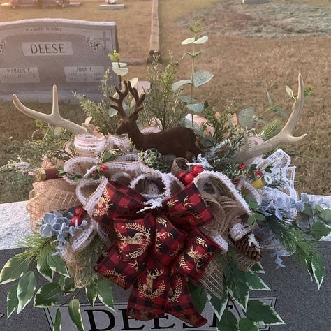 Fisherman Cemetery Saddle Memorial Day Cemetery Saddle | Etsy Fishing Memorial, Fish Memorial, Balloon Release, Winter Deer, Grave Flowers, Grave Decorations, Deer Hunter, Memorial Flowers, Cemetery Flowers