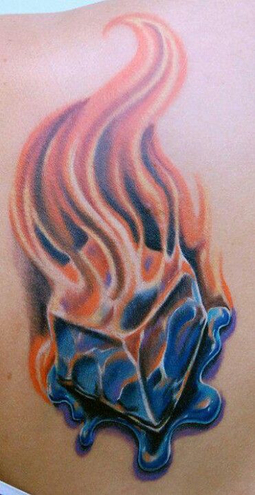 Ice on fire Fire And Ice Matching Tattoos, Water And Fire Couple Tattoo, Fire And Water Couple Tattoos, Fire And Ice Tattoo Couple, Fire Ice Tattoo, Ice And Fire Tattoo, Fire And Ice Tattoo Ideas, Fire And Ice Dragon Tattoo, Ice Tattoo