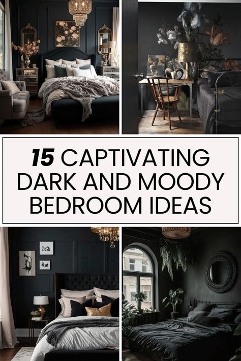 Embrace the allure of darkness with these 15 stunning dark and moody bedroom designs. From deep blues to rich blacks, discover how to create a cosy, intimate space that exudes sophistication and mystery. Perfect for sleep lovers and style enthusiasts alike. #DarkBedroom #MoodyInteriors Dark And Moody Bedroom, Moody Bedroom Ideas, Sleep Lover, Intimate Space, Moody Bedroom, Moody Interiors, Dark Bedroom, Dark And Moody, Bedroom Black